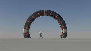 Space Gate into other world 3d raw render